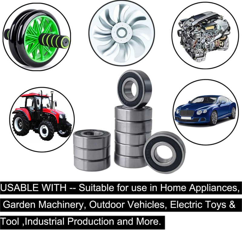 [Australia - AusPower] - 10 Pack 6203-2RS Double Rubber Seal Deep Groove Ball Bearings 17x40x12mm, Pre-Iubricated for High RPM,Stable Performance and Cost Effective Bearings. 6203-RS 
