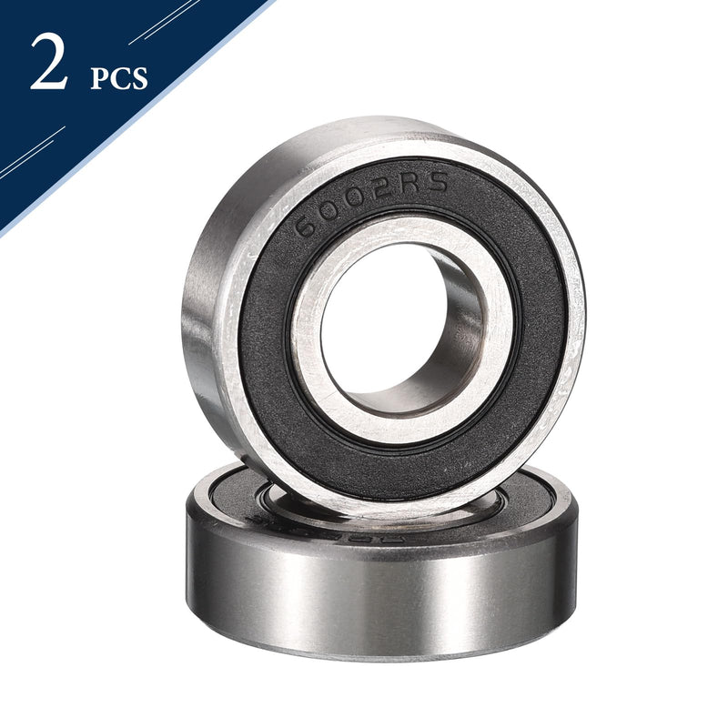[Australia - AusPower] - 6002-2RS Deep Groove Ball Bearings, ID 15mm x OD 32mm x Width 9mm Double Rubber Sealed Ball Bearing Pre-Lubricated Chrome Steel Z2 Lever 2pcs 2 6002-2RS 15x32x9mm 