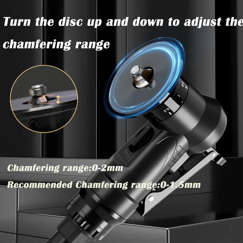 [Australia - AusPower] - Pneumatic Chamfering Tool, Mini Air-Powered Chamfering Machine Trimming, 45° Arc Corner with 1/4 Inch Air Inlet for Metal Wood Beveling Deburring 8Pcs C-Angle Blade+6Pcs R-Angle Blade 