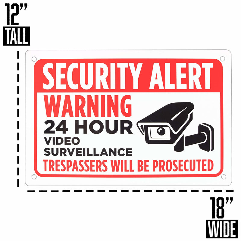 Security Alert Sign – 18" x 12" Aluminum Warning Sign – Security Video For Parking Lots, Prive Driveways, & Businesses by Bolthead Industrial