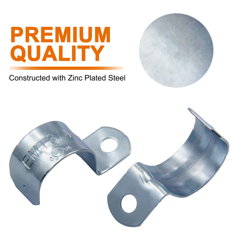 [Australia - AusPower] - ISPINNER 25pcs 3/4 Inch Zinc Plated Steel EMT Pipe Straps with 1 Hole for EMT Conduit or Pipe Fixing One Hole 