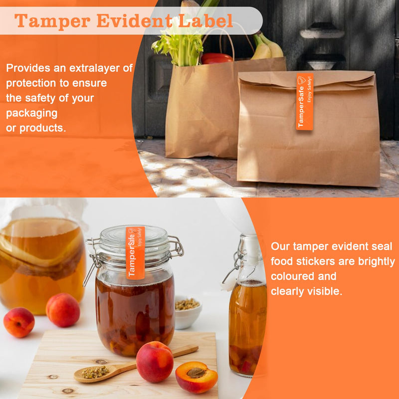 500 Pieces Tamper Evident Label1* 3 Inch Food Delivery Stickers Temper Proof Tape Roll Safe Secure Tamper Evident Seals for Food Container Pizza Boxes (Orange) Orange