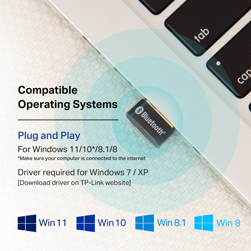 [Australia - AusPower] - TP-Link USB Bluetooth Adapter for PC, Bluetooth 4.0 Dongle Receiver, Plug & Play, Nano Size, EDR & A2DP Technology, Supports Windows 11/10/8.1/8/7/XP for Desktop, Laptop, PS4/ Xbox Controllers (UB400) 