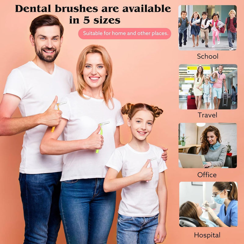 [Australia - AusPower] - 50pcs Interdental Brushes, 5 Sizes Braces Brush Set Soft Dental Brushes with Non-Slip Handle Angled Head Tooth Picks Floss Sticks Dental Floss Brushes for Braces Oral Cleaning 50 