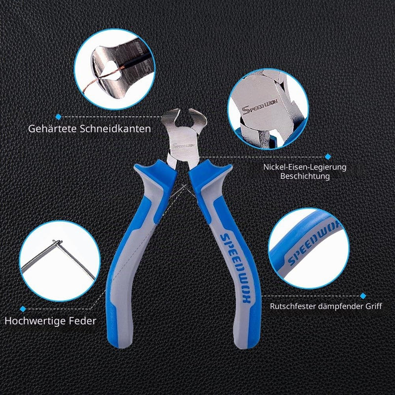 SPEEDWOX 4 inch End Cutting Pliers Mini End Cutters Precision End Nippers Flush Twin Blades with Spring Micro Functional for Wire Cutter Professional Tool Pull Nails Brads Chrome Vanadium Steel 4" End Cutting Pliers