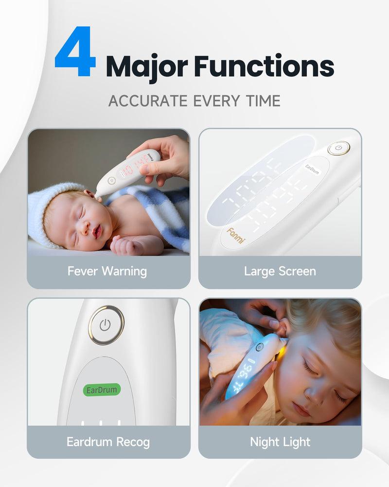 [Australia - AusPower] - Ear Thermometer for Adults and Kids, Real-Time Dynamic Tympanic-Sensing Probe, 1-Button, 1-Second Result, Large LED Display for Easy Use & Reading 