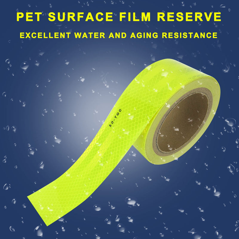DOT-C2 Yellow Reflective Tape,2 Inch x 33 Ft Waterproof Outdoor Neon Reflector Tape Strips Green Fluorescent Tape for Trailers, Trucks, Auto Signs 2 Inch x 33 Ft Yellow dot