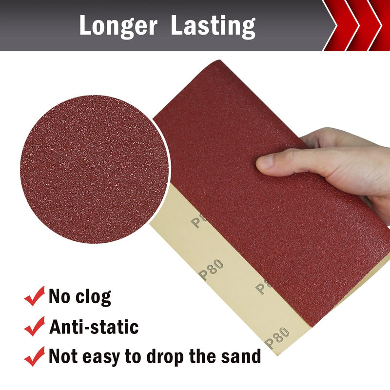 [Australia - AusPower] - Mojucraft 20 Sheets Sandpaper Set 40/80/120/220 Grits Sandpaper for Wood Metal 230 x 280 mm Multi-Purpose Sandpaper Sheets Cut for Use on Hand Sanders Holzschleifpapier 