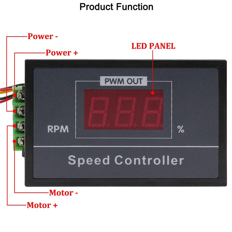 [Australia - AusPower] - Greluma 1PC DC 6-60V 12V 24V 36V 48V 30A Adjustable PWM Motor Speed Controller Digital Display DC Motor Control Regulator with Start Stop Switch DC motor speed controller 2-1 