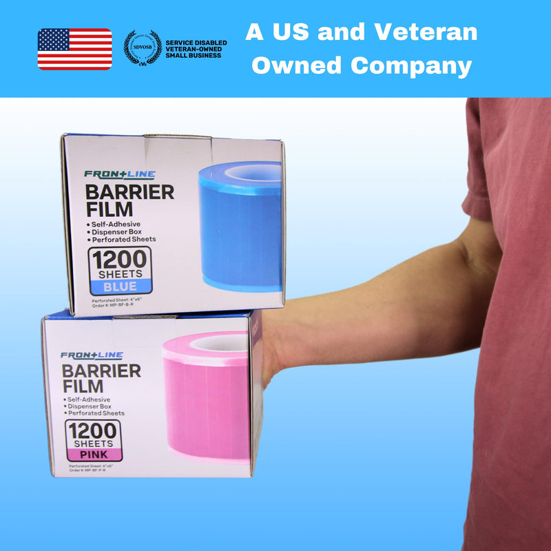 Frontline Dental Barrier Film Roll 4" x 6" Medical Grade Surface Protection Easy Peel Residue Free Tape with 1200 Perforated Sheets for Dental, Medical, Tattoo, and Beauty (Pink) Pink