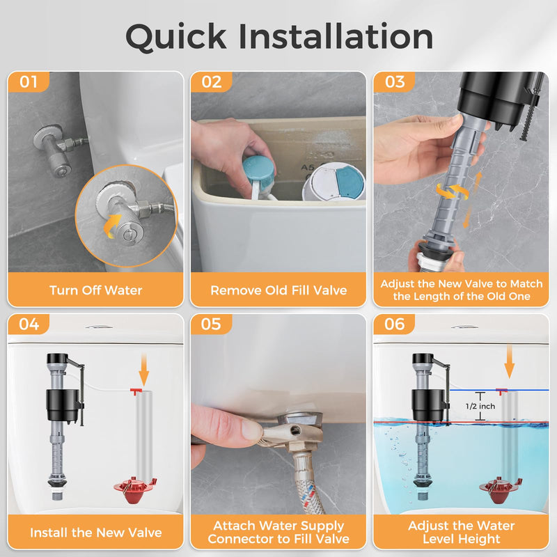 Universal Toilet Repair Kit for Inside Tank – Includes Adjustable Fill Valve & 2-Inch Flapper, Quiet & Easy Installation (Red, 2-Pack) Red