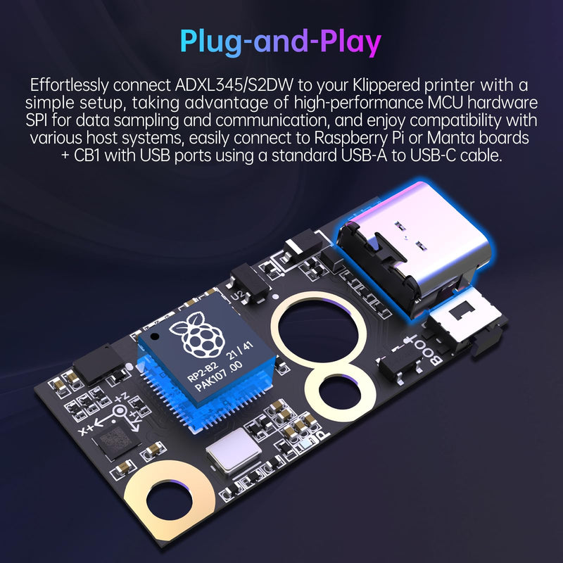 BIGTREETECH S2DW V1.0 Acceleration Sensor Module Compatible Klipper/BIGTREETECH Pi/Raspberry-Pi, High Resolution Tilt-Sensing Accelerometer