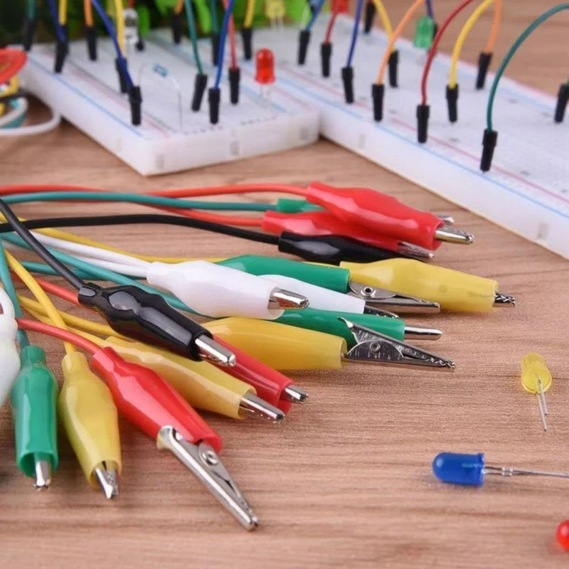 [Australia - AusPower] - Pack of 10 Alligator Clips with Cable, Test Leads with Alligator Clips, Double Ended Test Leads (50 cm) Green, white, black, yellow, red 