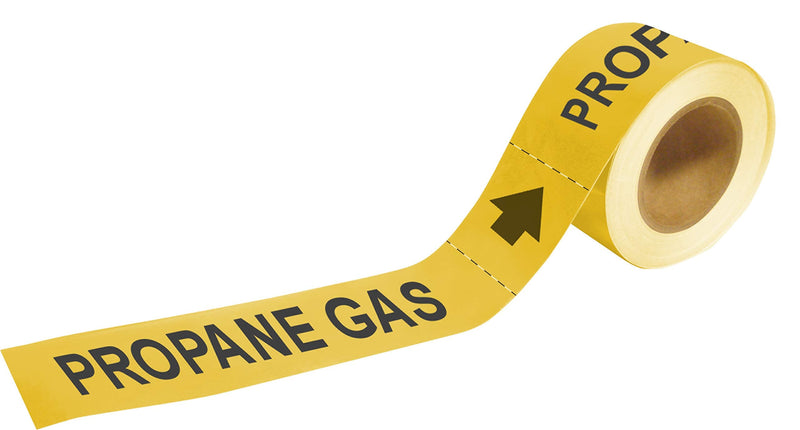 Brady 20457 Economy Pipe Markers-to-Go, B-736, 1" Height X 8" Width, Black On Yellow Self-Sticking - Plastic Film, Legend "Propane Gas"