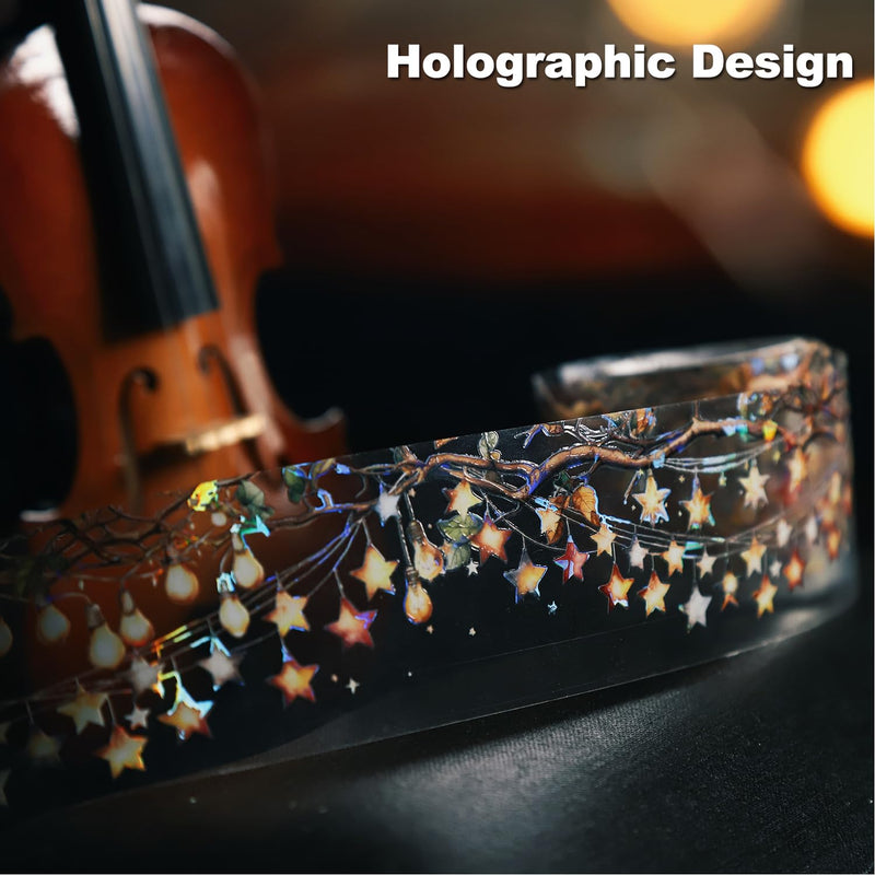 Light Surround PET Tape Set, 6 Rolls Holographic Ephemera for Junk Journaling, Scrapbooking, Crafting, DIY Projects, Diaries, and Art Supplies Light Surround