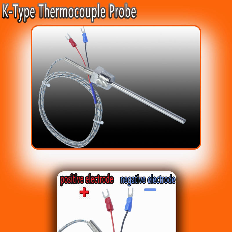 [Australia - AusPower] - K-Type thermocouple Probe NPT 1/2 inch 0.24 inch × 4 inches 304 Stainless Steel Pipe Thread MT-205-1/2 Cable 59 inches 