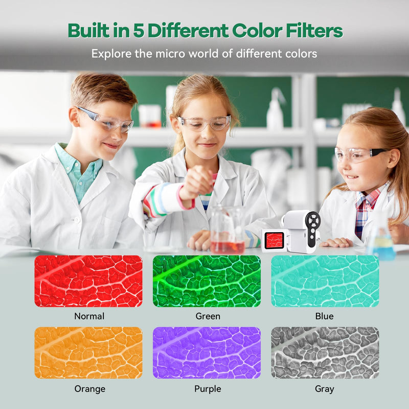 [Australia - AusPower] - Microscope for Kids 1000X [3-in-1] [Easy and Fun] Hideal HP20 2" 1080P Handheld Digital Microscope, Portable Pocket Microscope Miniscope, 10MP USB Mini Scope for kids 8-12, PC View, 32GB, White 