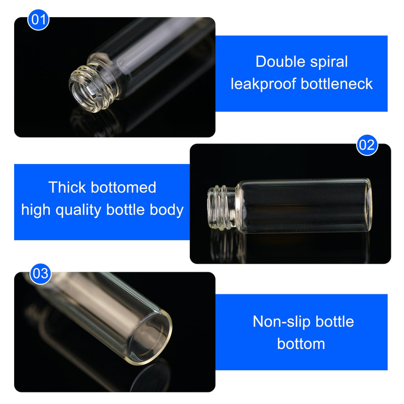 [Australia - AusPower] - 10PCS 4ml Clear Glass Vials with Screw Caps and PE pad, 1 Dram Small Lab Sample Vials with Lids, Leak-Proof Liquid Storage Empty Vial (with Droppers and Marker Stickers) 4ml-10pcs 