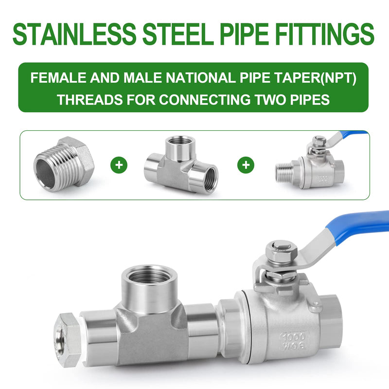 [Australia - AusPower] - TAISHER 5PCS 304 Stainless Steel Reducer Hex Bushing, 3/4" NPT Male x 1/2" NPT Female, Reducing Pipe Adapter Fitting 3/4” MNPT x 1/2“ FNPT 5 