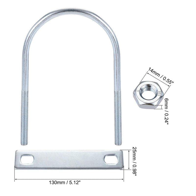 [Australia - AusPower] - uxcell Round U-Bolts 2 Sets 3.54"(90mm) Inner Width 150mm Length Steel M8 with Nut, Plate M8x90mmx150mm 