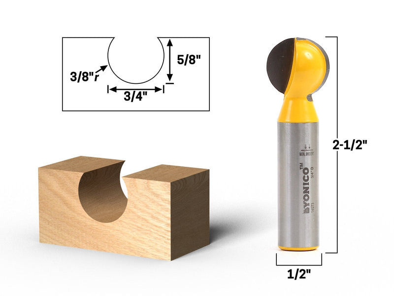 YONICO Groove Ball End Router Bit Set 4 Bit 1/2-Inch Shank 14471 4 Bit Set - 1/2" Shank