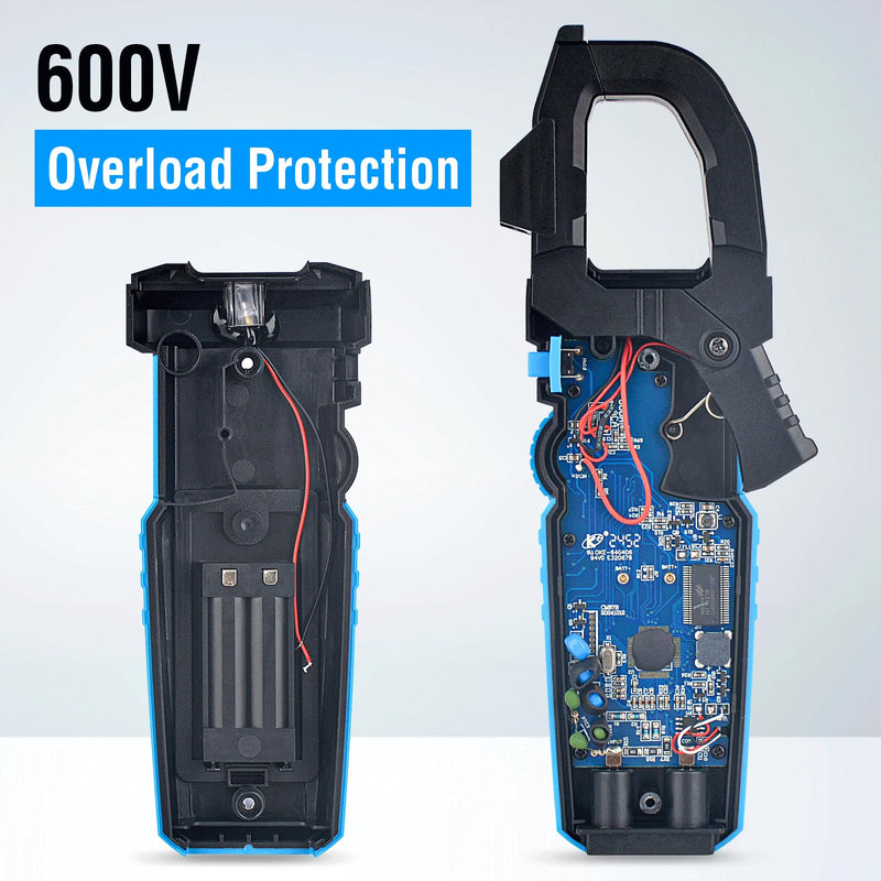[Australia - AusPower] - Digital Clamp Meter Multimeter - TEMIRUP Auto-ranging 6000 Counts Amp Voltage Tester with D-Shaped Jaw VFD Mode, Measuring NCV, AC/DC Voltage AC Current Temperature Capacitance Resistance Continuity 600A AC Clamp Meter 