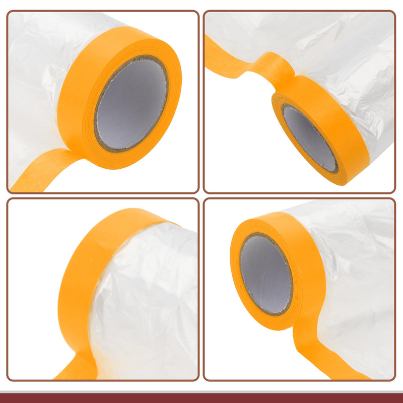 1 Pcs for Wall Covering Frames Cars Auto Body Paint Supplies Pre-Taped Masking Film Plastic Cover 1000x55cm / 32.81ftx21.65" White Orange PE Film