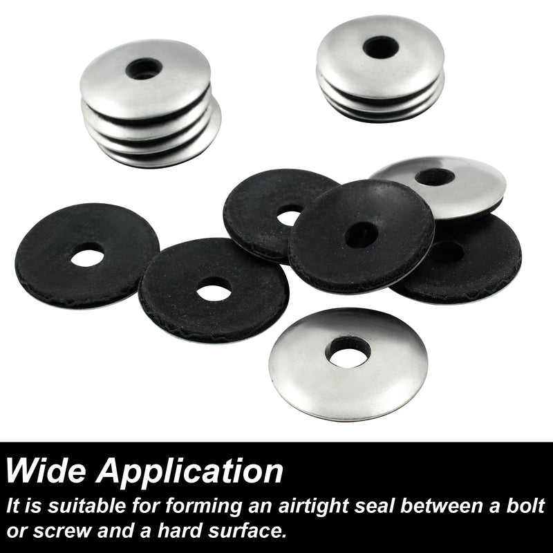 [Australia - AusPower] - Biaungdo 60 Pcs 1/4" x 1" Neoprene Washers, Stainless Steel Neoprene EPDM Bonded Sealing Washers Rubber Washers Gasket Assortment Kit for Screws(M6.3 x 25mm) 1/4" x 1" 