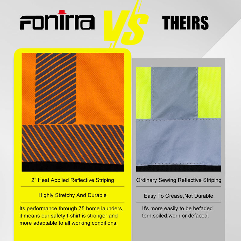 FONIRRA Safety Reflective High Visibility Long Sleeve T Shirts with Hood for Men Construction Work ANSI Class 3 Orange_hoodie X-Large