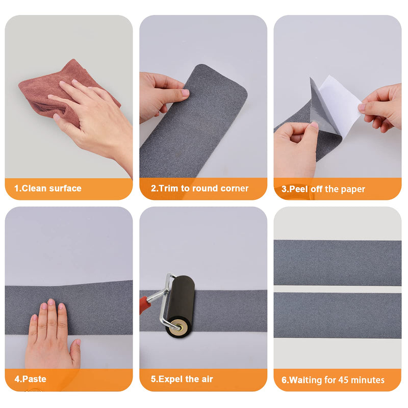 Qingluan Anti Slip Tape Heavy Duty Grip Tape Non Slip Stair Treads Waterproof High Traction Safety Tape for Indoor Outdoor Stairs Steps Floors (Grey, 2 Inch x 59ft) Grey