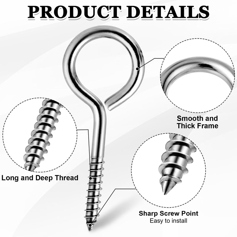 [Australia - AusPower] - YGAOHF18 Pack 2.5 Inch Eye Bolts Screw in Heavy Duty - 304 Stainless Steel Eye Hooks for Securing Cables Wires, Hanging Lights, Indoor & Outdoor Use (Silver) Silver 