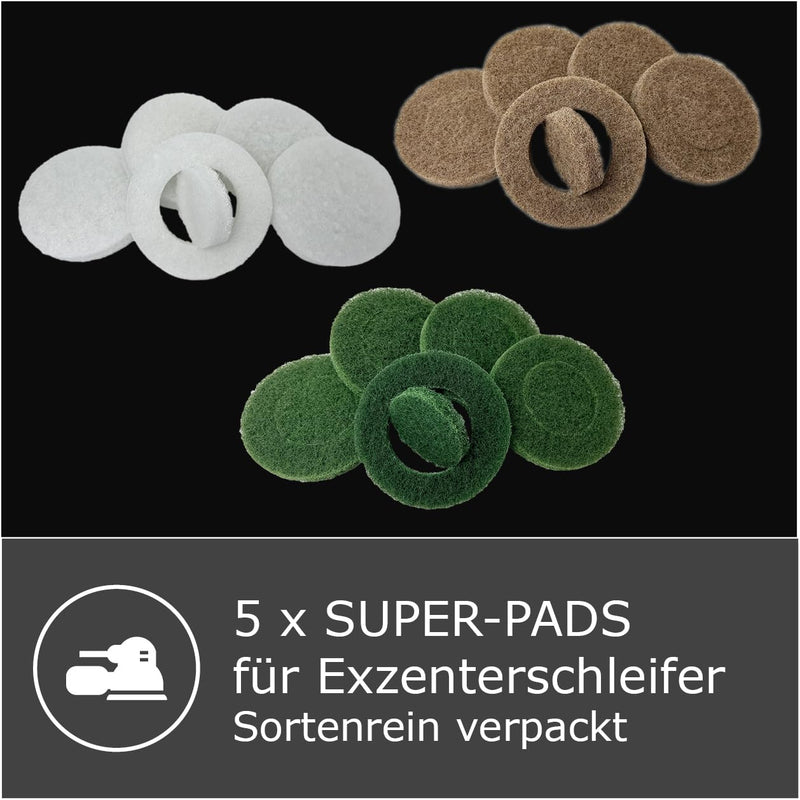 [Australia - AusPower] - OLI-NATURA Super Pads for Random Orbital Sanders (Pack of 5) - for Polishing and Massaging Oils - Colour: White 