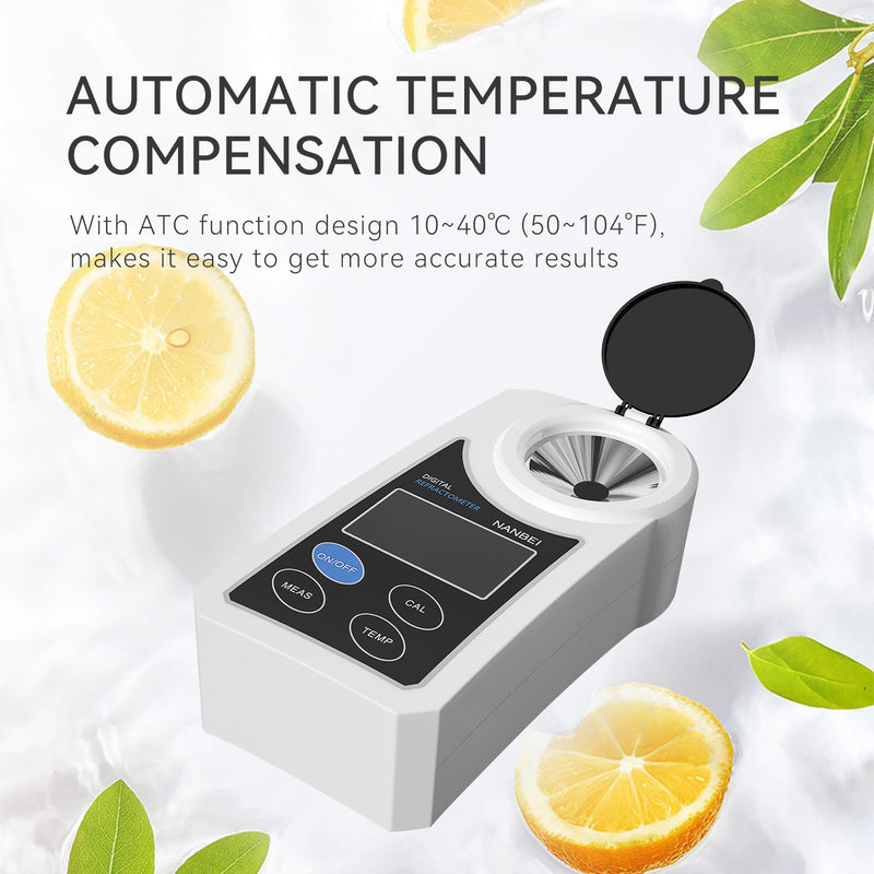 [Australia - AusPower] - 0-55% Digital brix Refractometer with ATC, Portable Refractometer,±0.5 Precision,Refractive Index/Sugar Content Operation Mode Conversion,High Sensitivity,Zero Correction 