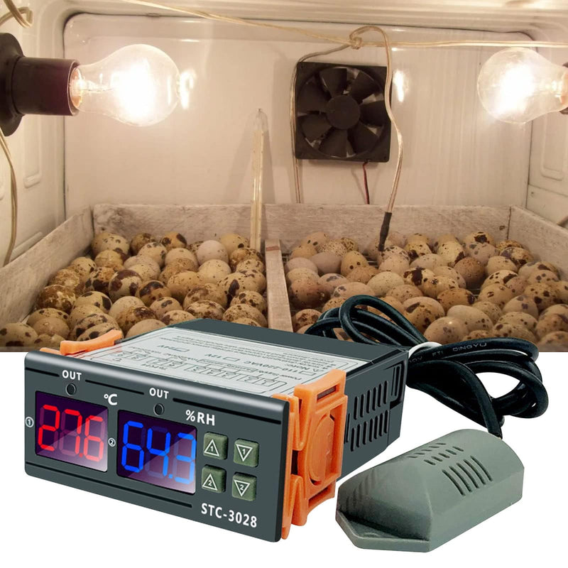 [Australia - AusPower] - 2Pcs All-Purpose Intelligent Digital Display Temperature and Humidity Controller with Dual Displays and Relay Outputs STC-3028 10A AC110~220V for Incubator Brooder Refrigerator Fermenter Greenhouse 