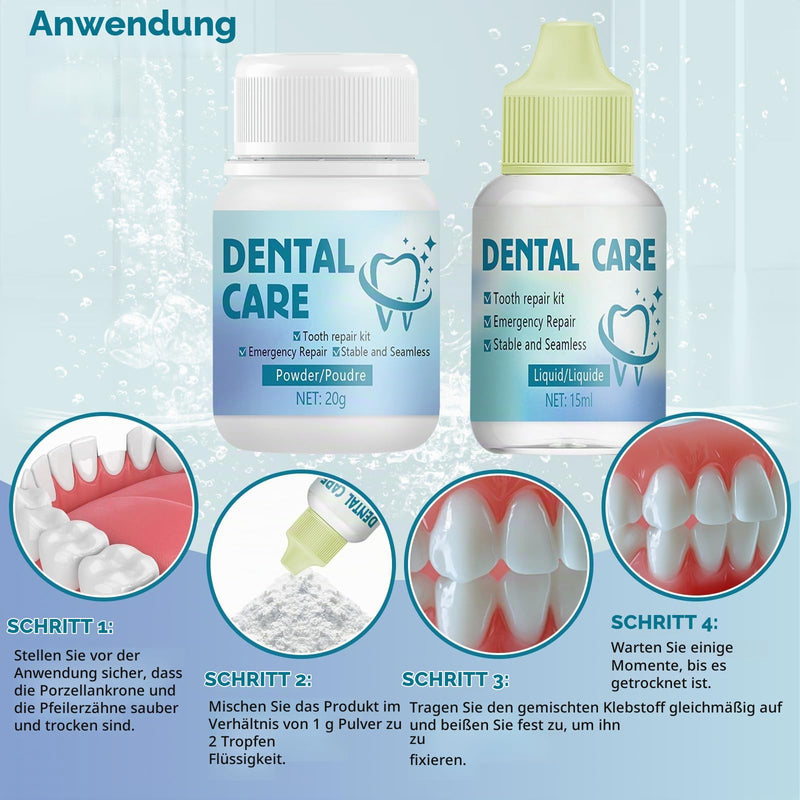 Dental Cement for Crowns, Dental Repair Kit, Denture Glue | Dental cement self-hardening permanent, temporary dental adhesive, temporary tooth filling, solution for crowns, bridges