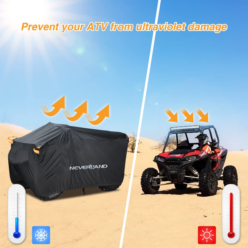 [Australia - AusPower] - NEVERLAND ATV Cover Waterproof Heavy Duty 4 Wheeler Cover Quad Cover All Season Weather Proof Outdoor UV Protection for Polaris Yamaha Suzuki Honda (Black XLarge) Black XL-82.7''L x 47.2''W x 45.2''H 