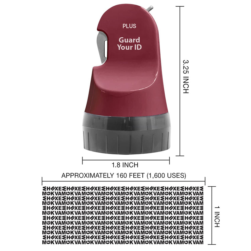 Guard Your ID 3-in-1 Wide Advanced Roller with Retractable Box & Envelope Opener, Identity Theft Prevention Security Stamp, Wine