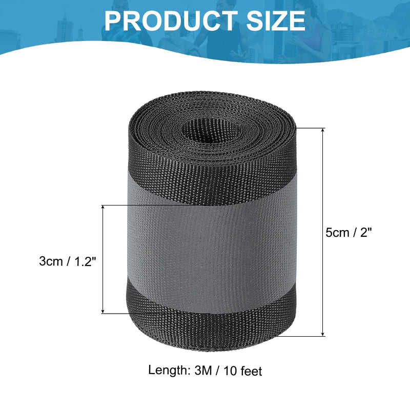 PATIKIL Reflective Tape Strip, 2" x 10FT High Visibility Reflective Strip Sew-on Reflective Tape DIY Safety Fabric Webbing for Bags Clothes Raincoats, Black 2"x 10FT