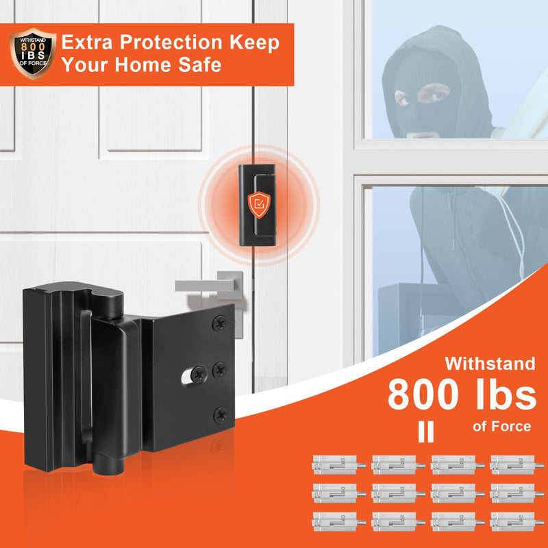 3 Pack Home Security Door Lock Reinforcement, Childproof Door Reinforcement Lock Withstand 800 lbs for Inward Swinging Door, Door Security Lock to Prevent Unauthorized Entry, Black 3 Pack