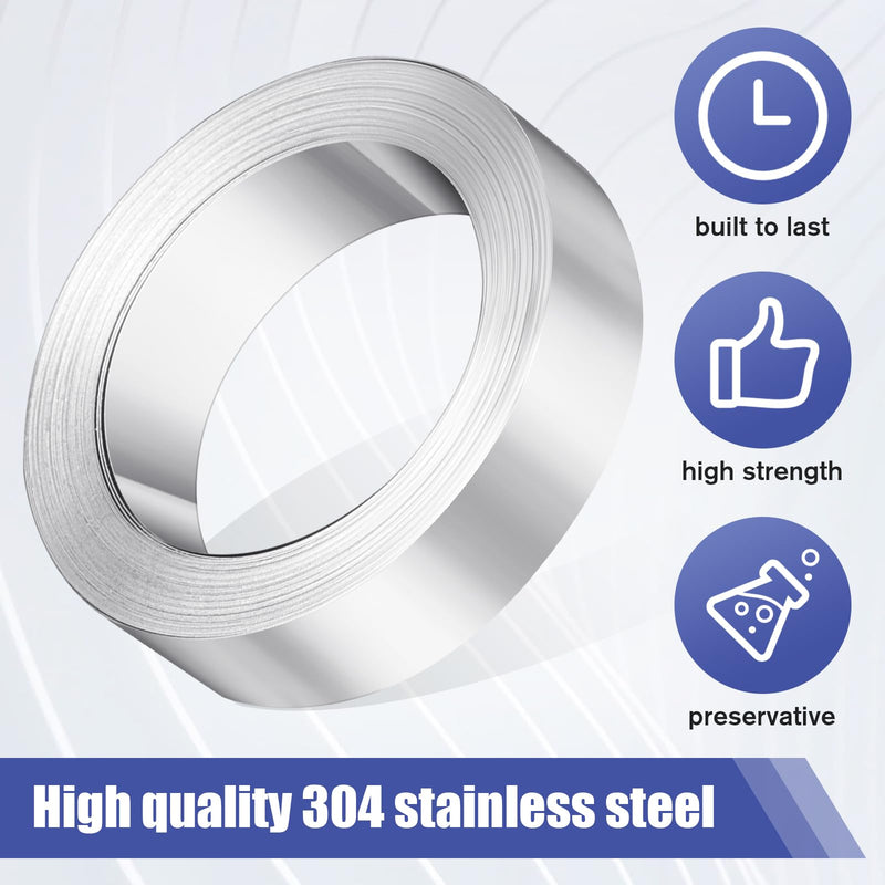 Yaocom 4 Pcs 1/2" x 21 ft Stainless Steel Embossing Tape Compatible with Dymo M1011/m11, Non-Adhesive Metal Label Tape for Electricians, Contractors, Farms, Tools, Cables & Equipment (Silver) Silver