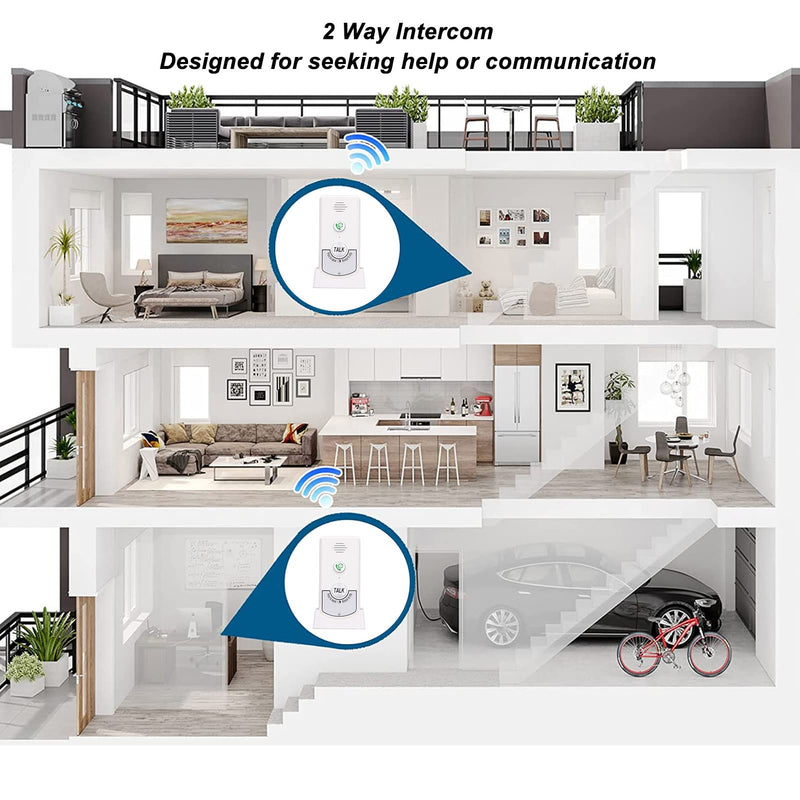 [Australia - AusPower] - Home Voice Intercom, Smart Two Way Talk Doorbell, Protecting Pregnant Women And Babies, 48 Hours Endurance, Home Smart for Elderly Caregivers and Disabled People (White) White 