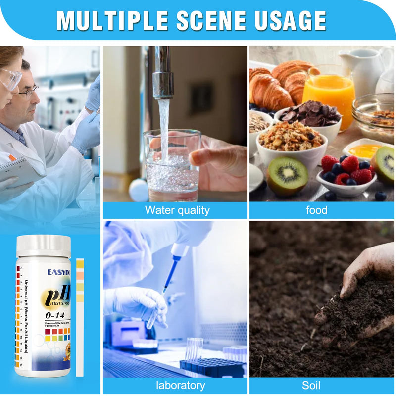 200pcs pH Test Strips (0-14) - Highly Accurate Litmus Paper for Testing Urine, Saliva, Drinking Water, Aquariums, Pools, Labs, Food, and Soap Making pH Test Strips 0-14