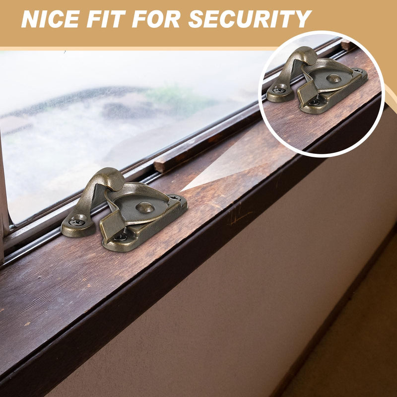 Hicarer Zinc Window Sash Lock Casement Window Lock 1-15/16 and 1-7/8 in. Hole Centers, Window Locks Security Replacement for Single/Double Hung Wood Windows(Antique Brass,6) Antique Brass 6
