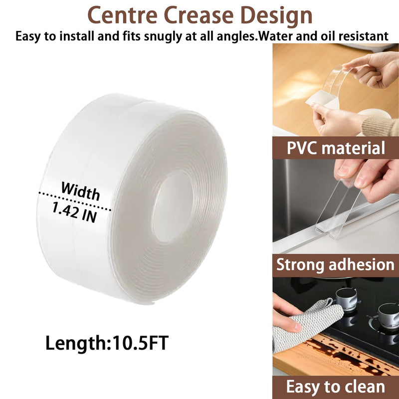 Traditional Caulking Replacement - Caulk Tape Waterproof Self Adhesive for Toilet, Bathroom, Bathtub & Floor Wall Edge Protection 2 Clear