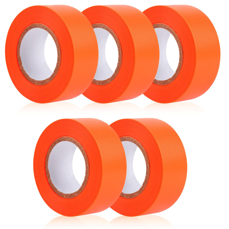 MOWPOG 5 Pack Orange Flagging Marking Tape, 1" x 100′ Non-Adhesive Survey Ribbon Rolls, Fade-Resistant Tapes for Hunting Trail, Tree, Boundaries and Hazardous Areas (Orange)