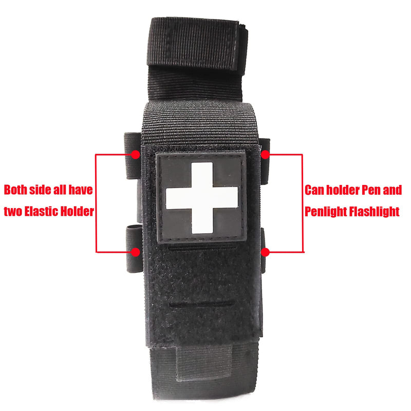 [Australia - AusPower] - Laser Cut Tactical Molle Tourniquet Pouch TQ Holder Tourniquets Holster IFAK TQ Tourniquet Case & Trauma Medical Shear Pouch Pen&Penlight Holder BLACK SET 1 
