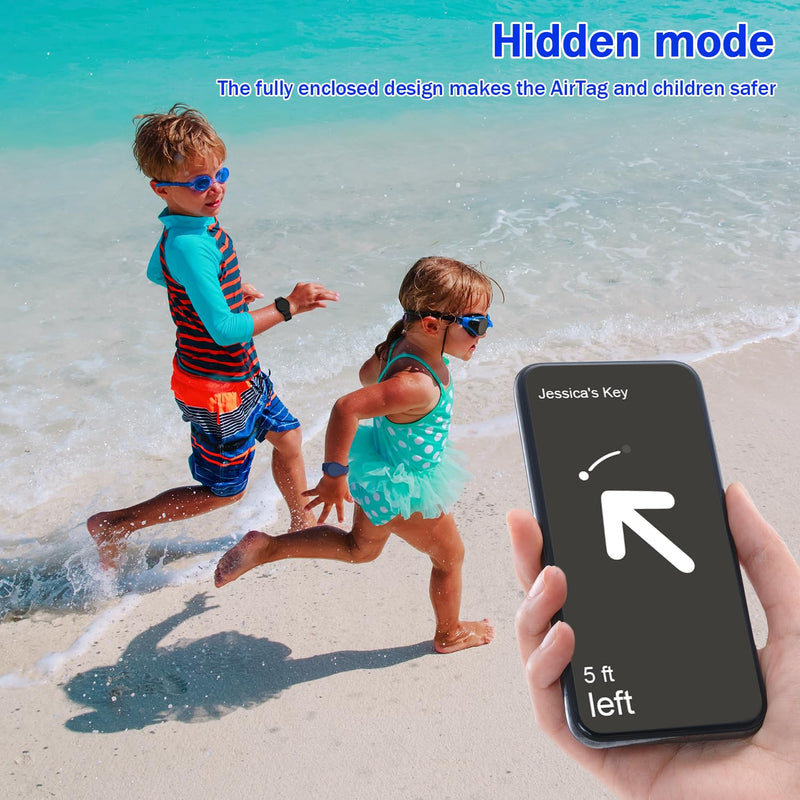 [Australia - AusPower] - R-fun Waterproof Air Tag Bracelets for Kids [2 Pack] Compatible with Apple Air Tag Finders with Soft Silicone,Anti Lost GPS Item Finders Case Cover for Kids,Night Blue/Black Night Blue/Black 