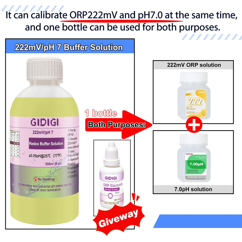 [Australia - AusPower] - Replacement pH Probe with 2 * 250ml pH 7.0 Buffer Solution for GIDIGI Simultaneously Display pH Meter, pH Electrode with 1413μS/cm EC Calibration Solution and pH Storage Solution for GX-T4,GX-T5 