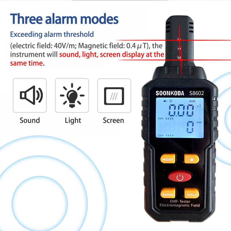 [Australia - AusPower] - 3 in 1 EMF Meter,EMF Reader,Electromagnetic Field Radiation Detector,EMF Tester for Home,EMF Detector with sound light alarm,Ghost Hunting Equipmetent 