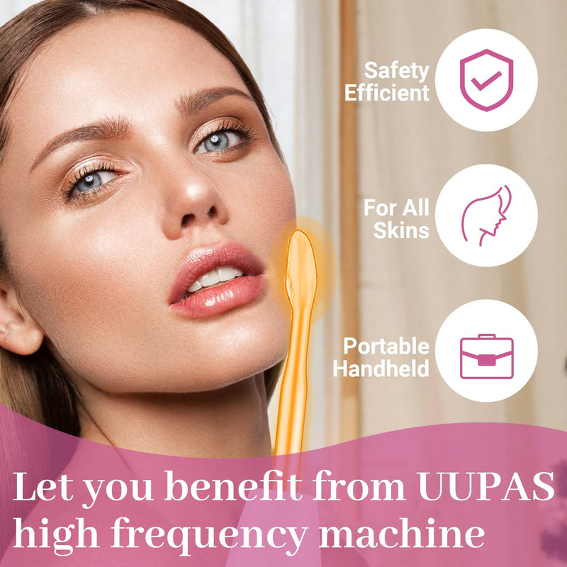 [Australia - AusPower] - High Frequency Facial Wand - UUPAS Portable Handheld High Frequency Facial Skin Machine with 4 Pcs Orange Glass Tubes 